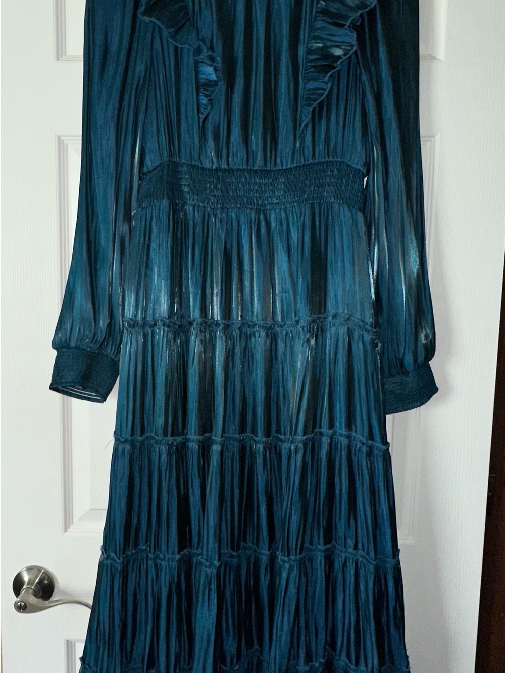 Women’s Teal Long Sleeve Tiered Dress - Brand Unknown